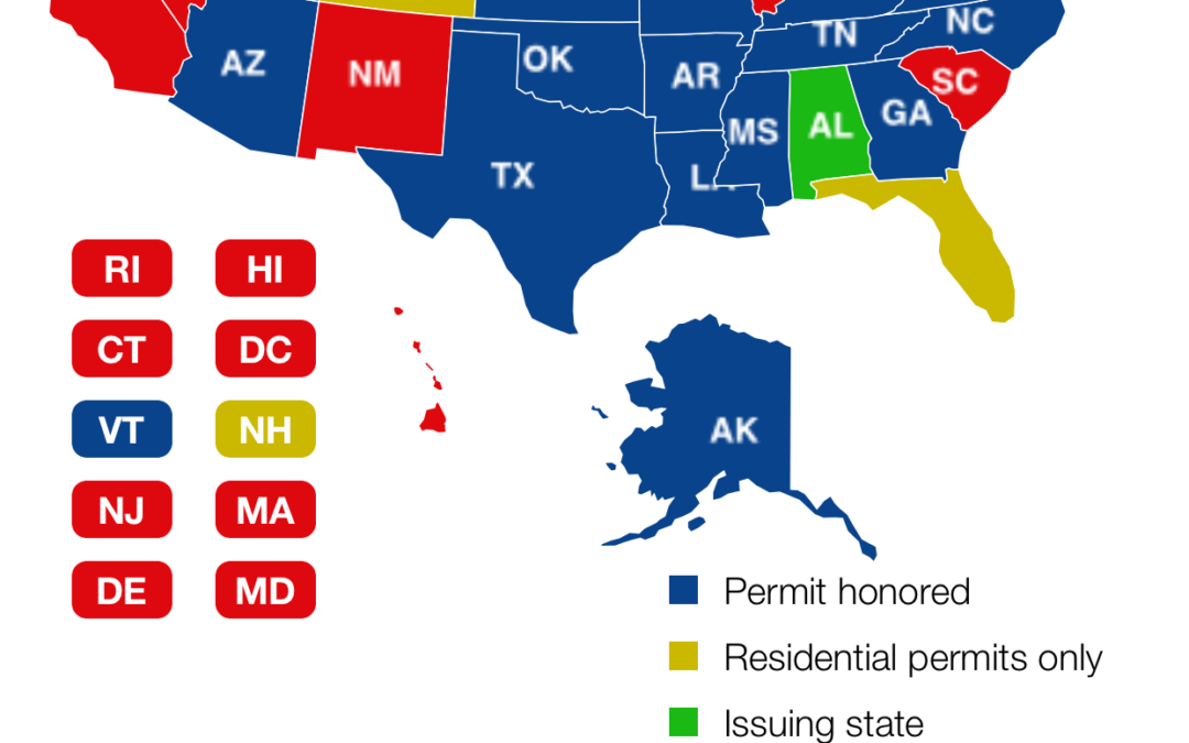 Conceal Carry Reciprocity Map Reese Firearms Concealed Carry Training Winston Salem